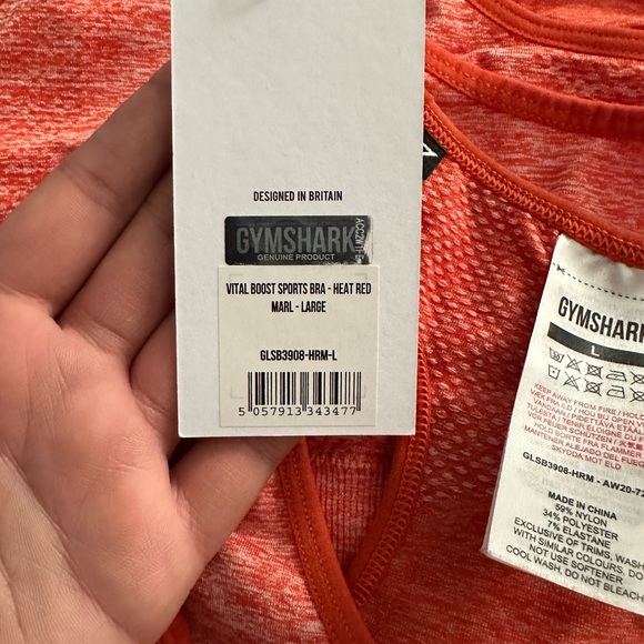 Two Gymshark Vital Boost Sports Bra in Large Orange Marl - Picture 2 of 2